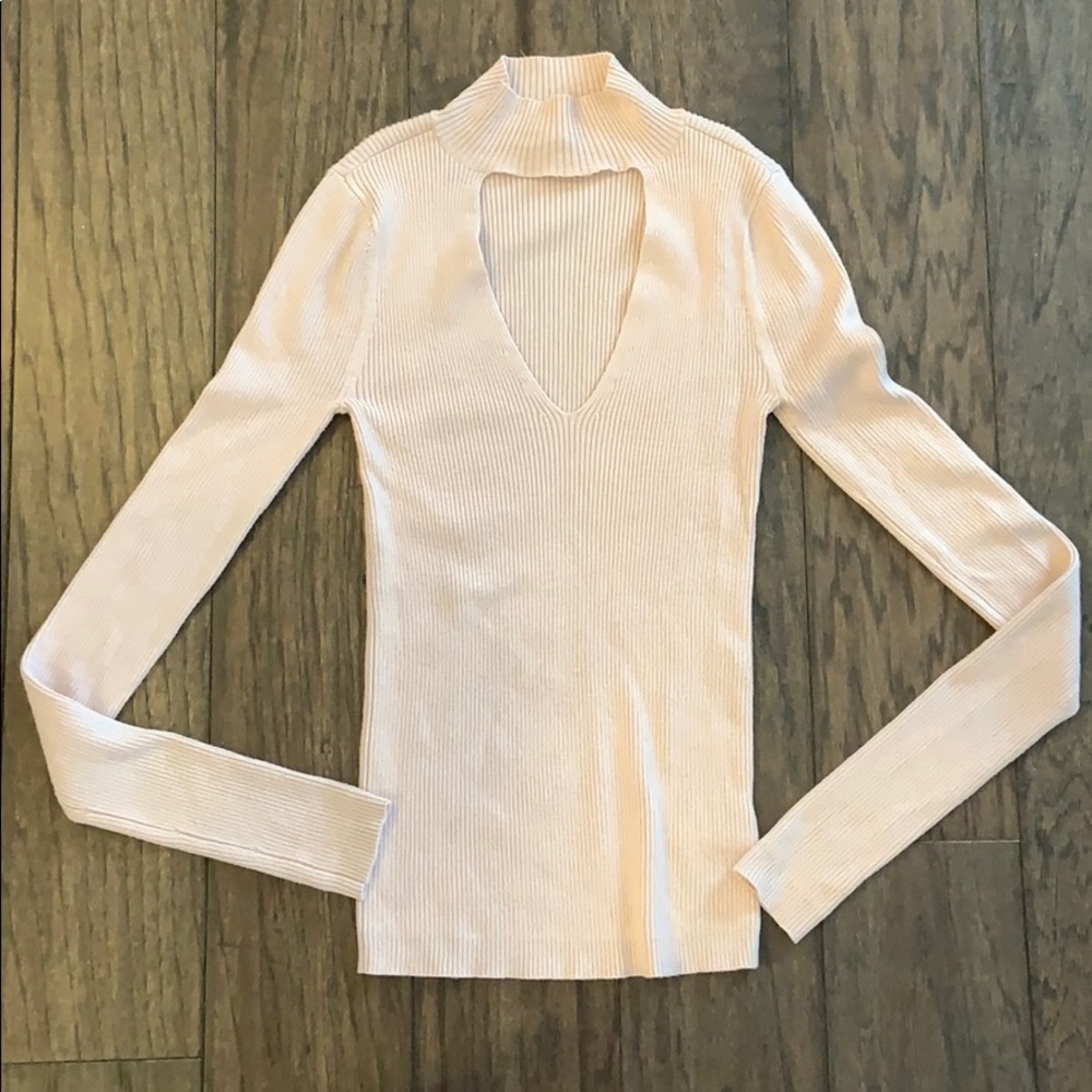 Express ribbed pink Keyhole sweater